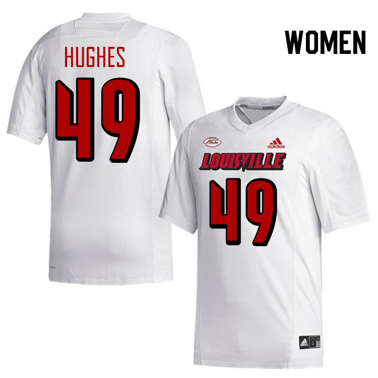 Women #49 Kris Hughes Louisville Cardinals College Football Jerseys Stitched-White